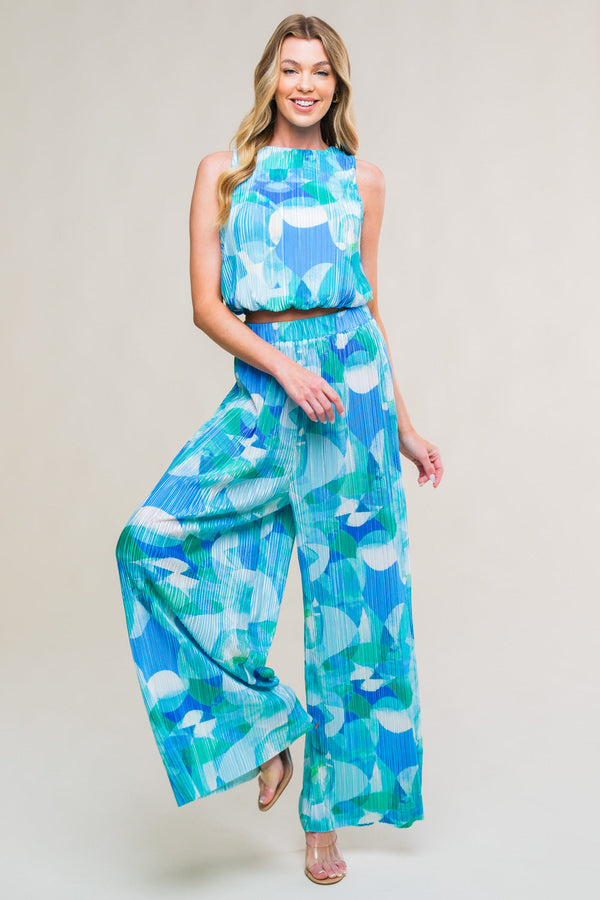 maritime-muse-woven-plisse-top-and-pant-set Flying Tomato-Sophia's StyleTOPS-1